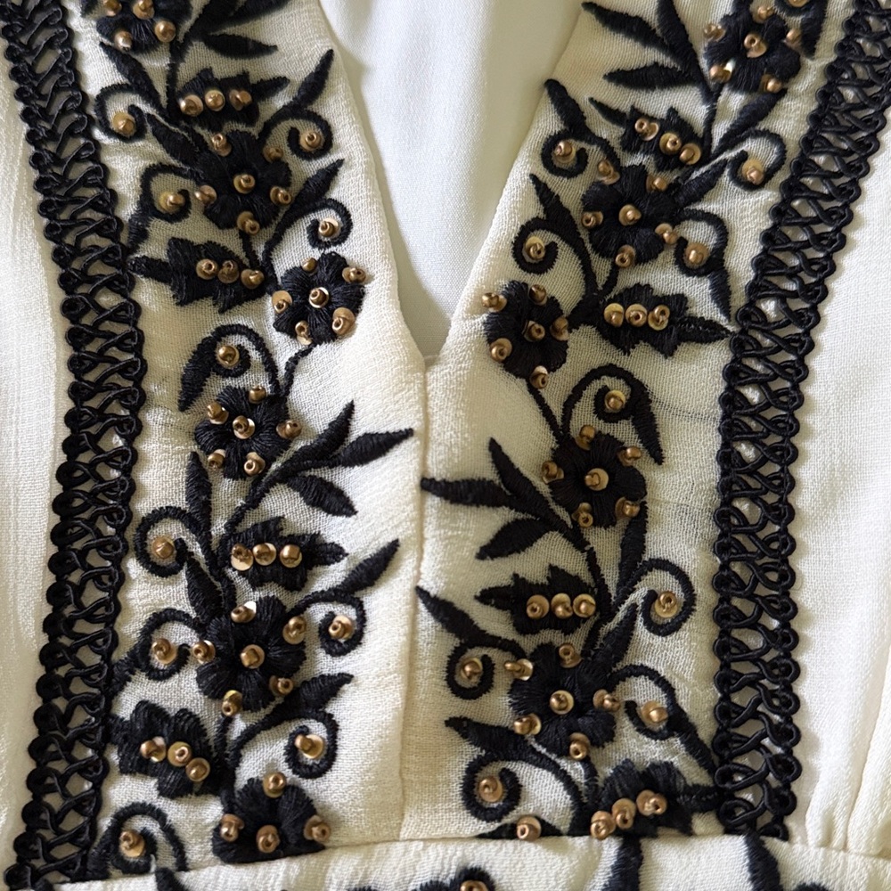 ANTHROPOLOGIE - VERB by Pallavi Singhee Black & White Beaded Maxi Dress S - Picture 9 of 16